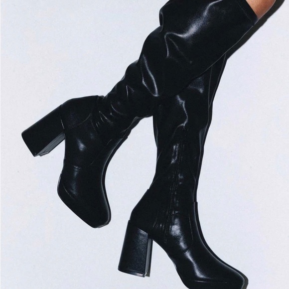 Black Knee-High Boots - Picture 5 of 6